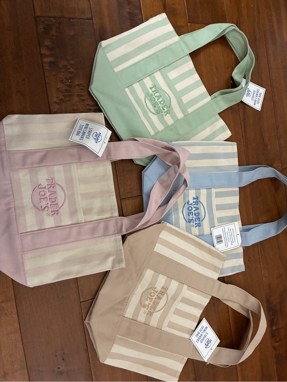 Trader Joe’s Pastel Stripe Tote Bag - 4 sets (Mint, Pink, Blue, Beige)